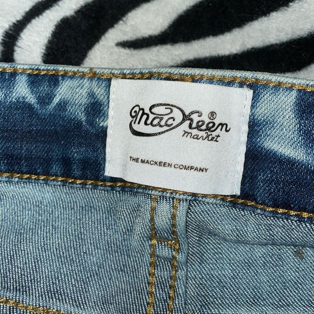 Mackeen market men’s striped neon green ripped skinny jeans Y2K acid wash size42 - Picture 8 of 14